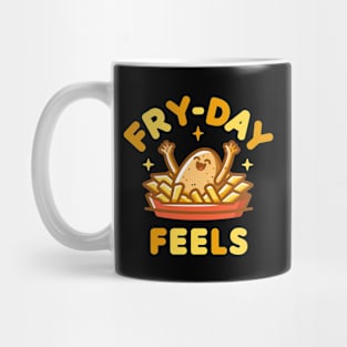 Fry Day Feels | Cute Potato enjoying Friday vibes | Funny Potato puns Mug